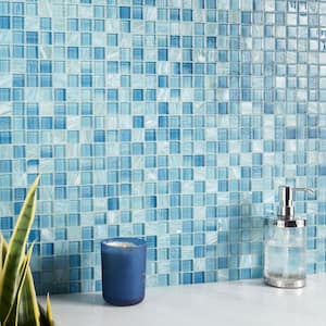 Jayla Sea 11.81 in. x 11.81 in. Polished Glass Wall Mosaic Tile (0.97 sq. ft./Each)