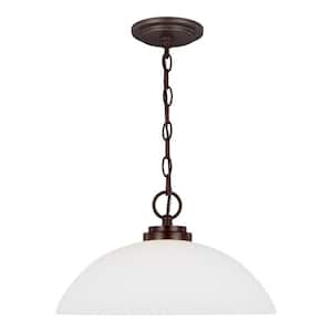 Oslo 1-Light Burnt Sienna Pendant with Etched/White Inside Glass Shade