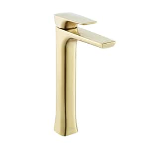 Monaco Single-Handle High-Arc Single-Hole Bathroom Faucet in Brushed Gold