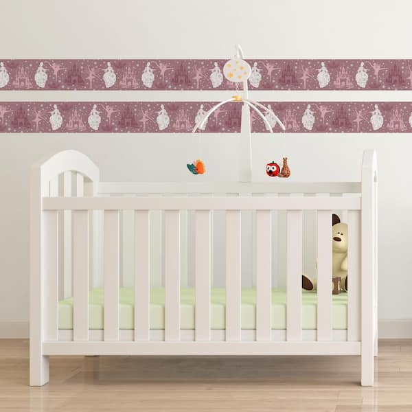 Princess Soft Pink & Metallic Silver Wallpaper Border