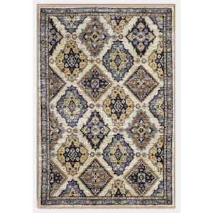 Eden Collection Panels Ivory 2 ft. x 3 ft. Machine Washable Traditional Indoor Area Rug