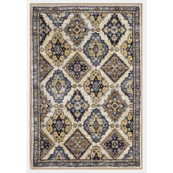 Concord Global Trading Eden Collection Panels Ivory 2 ft. x 3 ft. Machine Washable Traditional Indoor Area Rug
