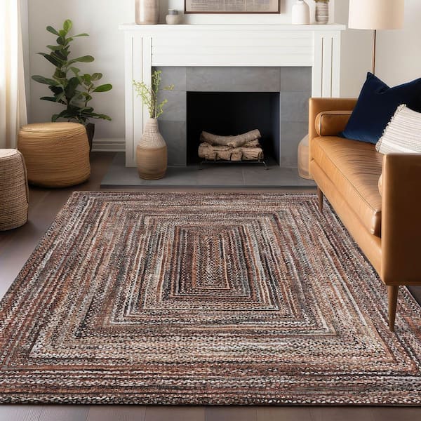 Chantille Machine Washable Indoor/Outdoor Abstract ACN1725 Terracotta 5 ft. x 7 ft. 6 in. Area Rug
