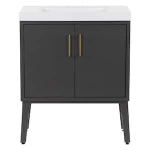 Willmar 31 in. W x 19 in. D x 37 in. H Single Sink Freestanding Bath Vanity in Shale Gray with White Cultured Marble Top