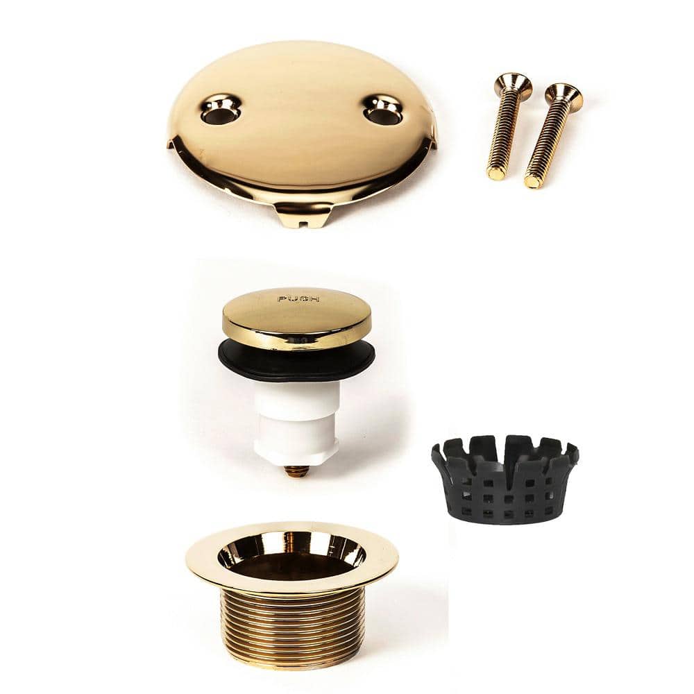 Polished Brass Toe Touch Bathtub Drain Kit with Hair Catcher