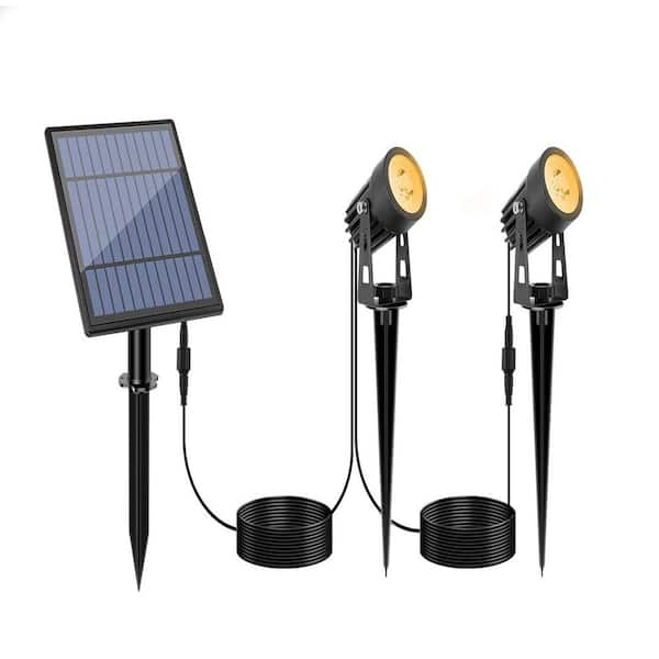 150 Lumen Low Voltage Warm White Solar Powered LED Landscape Flood Light with Adjustable Lamp Head 2-Pack