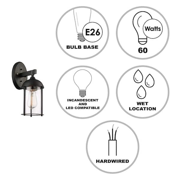 Portfolio 15.25-in H Brushed Bronze Medium Base (E-26) Outdoor Wall Light Portfolio 15.25-in H Brushed Bronze Medium Base (E-26) Outdoor Wall Light