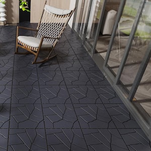 Dark Gray Stone Style DIY 1 ft. x 1 ft. All-Weather Plastic Outdoor Interlocking Deck Tiles, Garage Floor Tiles(44-Pack)