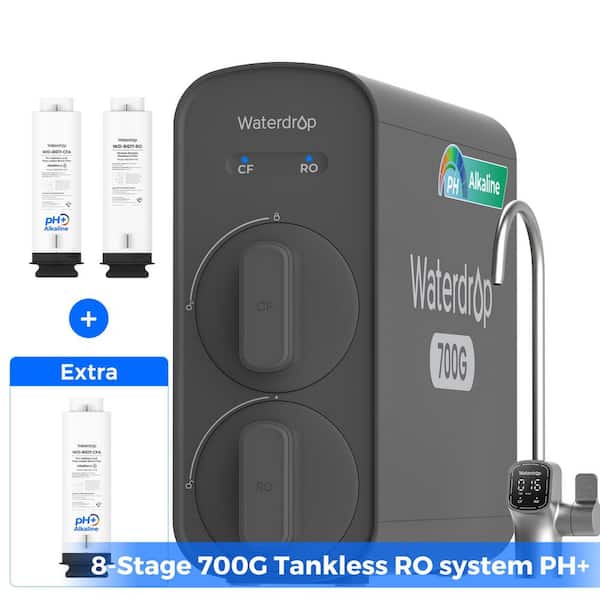 WD-G5P700A Alkaline Mineral pH+ Reverse Osmosis System 700GPD 8-Stage Smart LED Faucet Extra 1 G5P700A-CF Filter