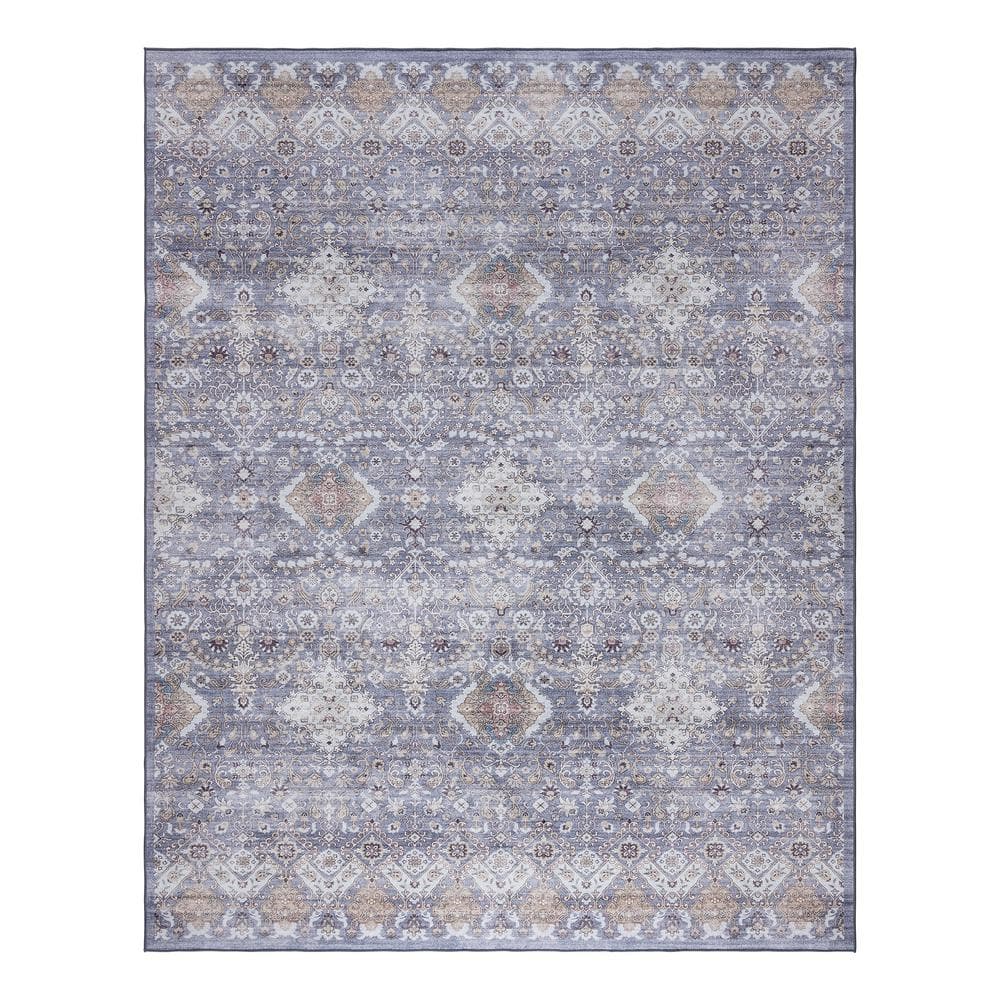 Gertmenian Tanis Gray 9 ft. x 13 ft. Crystal Print Polyester Digitally Printed Area Rug