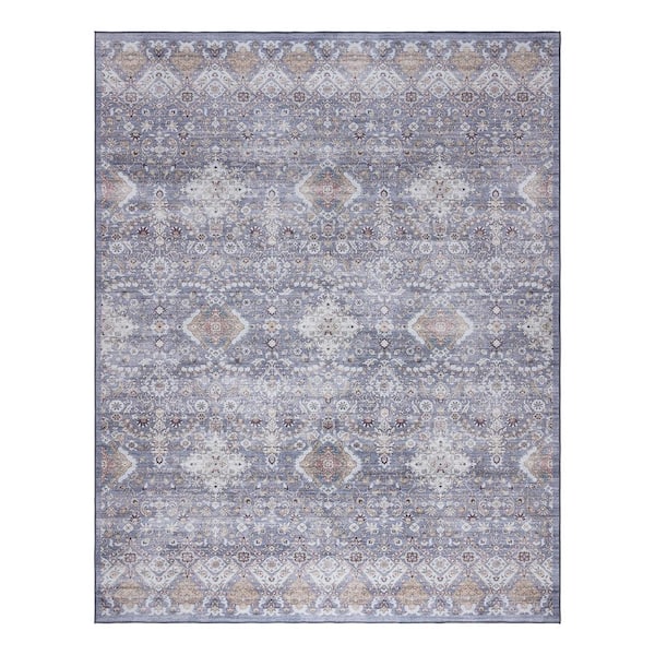 Gertmenian Tanis Gray 9 ft. x 13 ft. Crystal Print Polyester Digitally Printed Area Rug