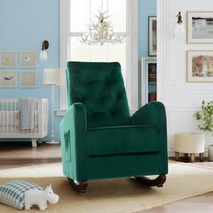 Green Modern High Back Comfortable Rocking Armchair for Baby Room, Living Room(Set of 1)