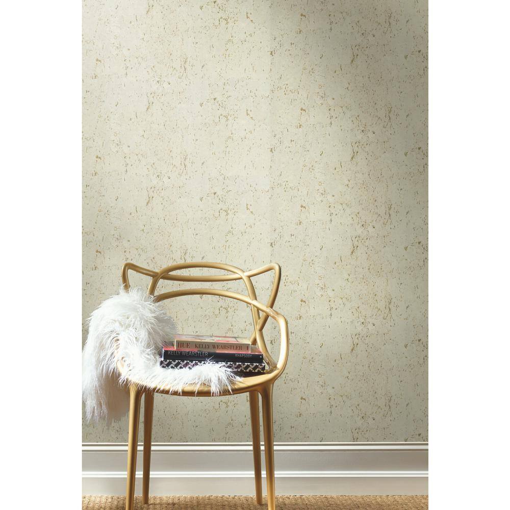 Pearl and Gold Vinyl Grasscloth Wallpaper Roll