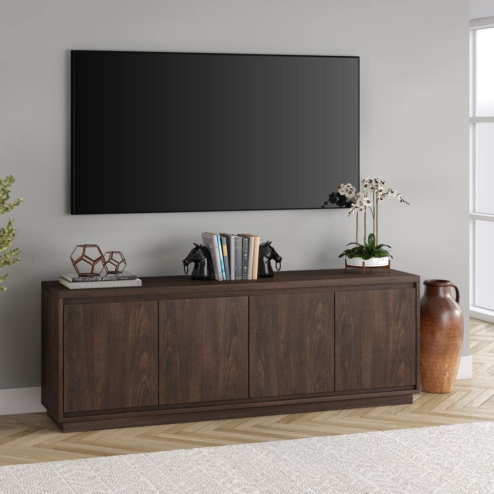 Presque 68" Alder Brown Composite TV Stand with Cabinets
