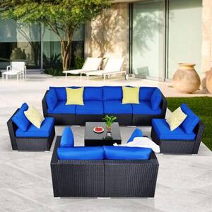 bright blue patio cushions