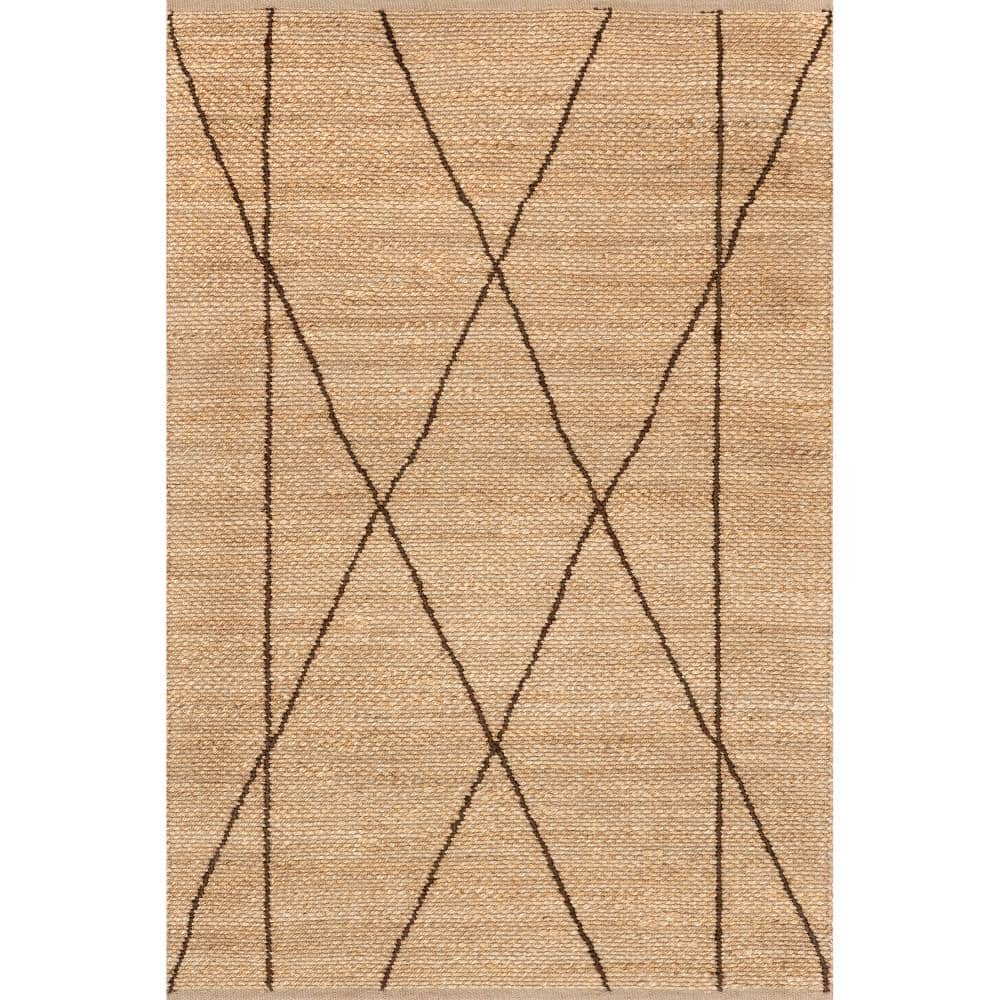 nuLOOM Calanthe Abstract Geometric Jute Natural 5 ft. x 8 ft. Area Rug