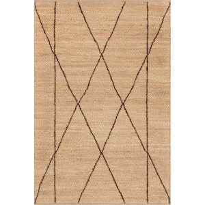 Calanthe Abstract Geometric Jute Natural 5 ft. x 8 ft. Area Rug