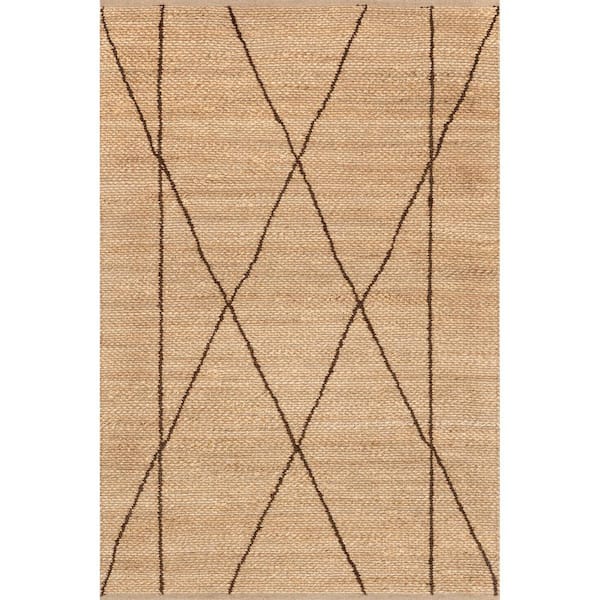 nuLOOM Calanthe Abstract Geometric Jute Natural 5 ft. x 8 ft. Area Rug