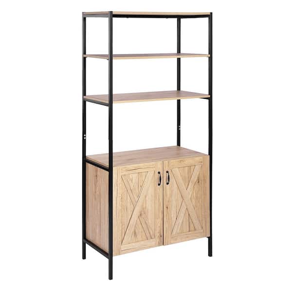 Homy Casa 70.9 in. Brown MDF Wood 3-Shelves Bookcase