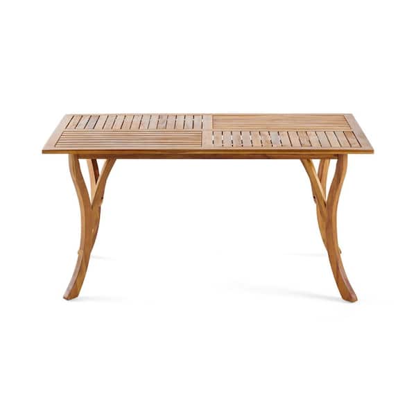 Teak Finish 59 in. Rectangular Solid Wood Outdoor Dining Table ZN