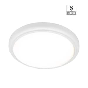 15 in. White Round LED Flush Mount with Night Light and Interchangeable Black Trim 1500 Lumens Adjustable CCT (8-Pack)