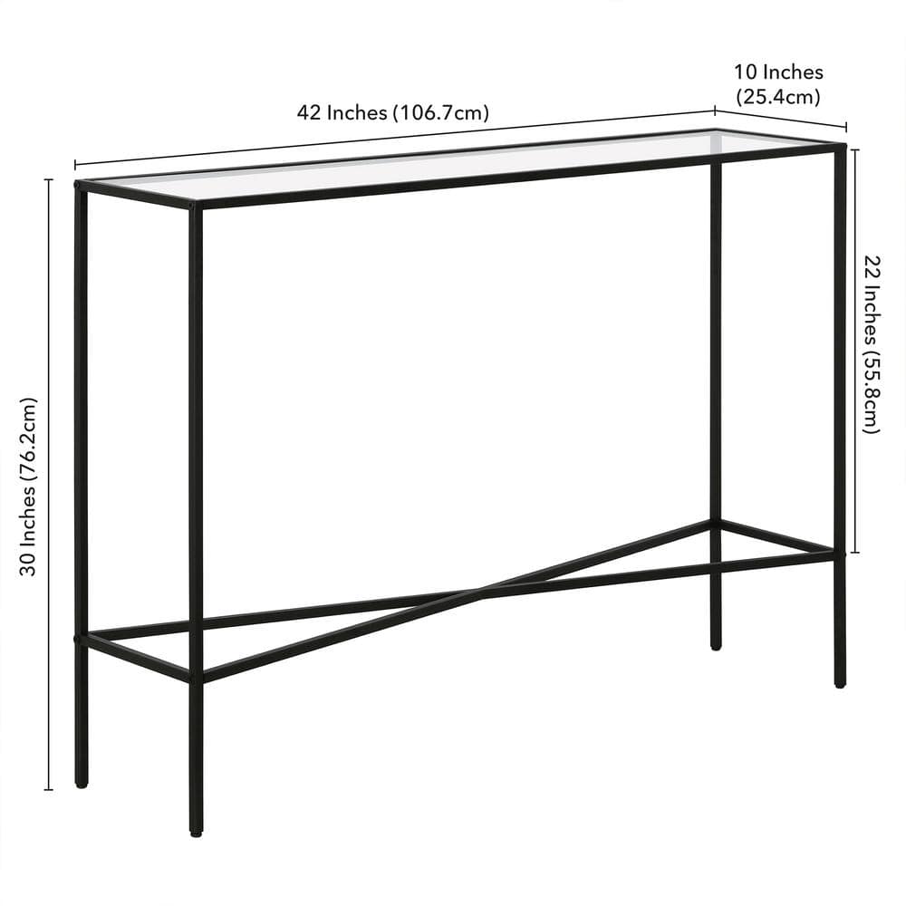 Henley 42" Blackened Bronze Metal & Glass Console Table