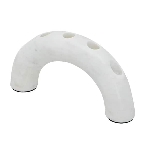 A & B Home Arched Taper Candle Holder - 10 in. x 2 in. x 5.5 in. - White Marble
