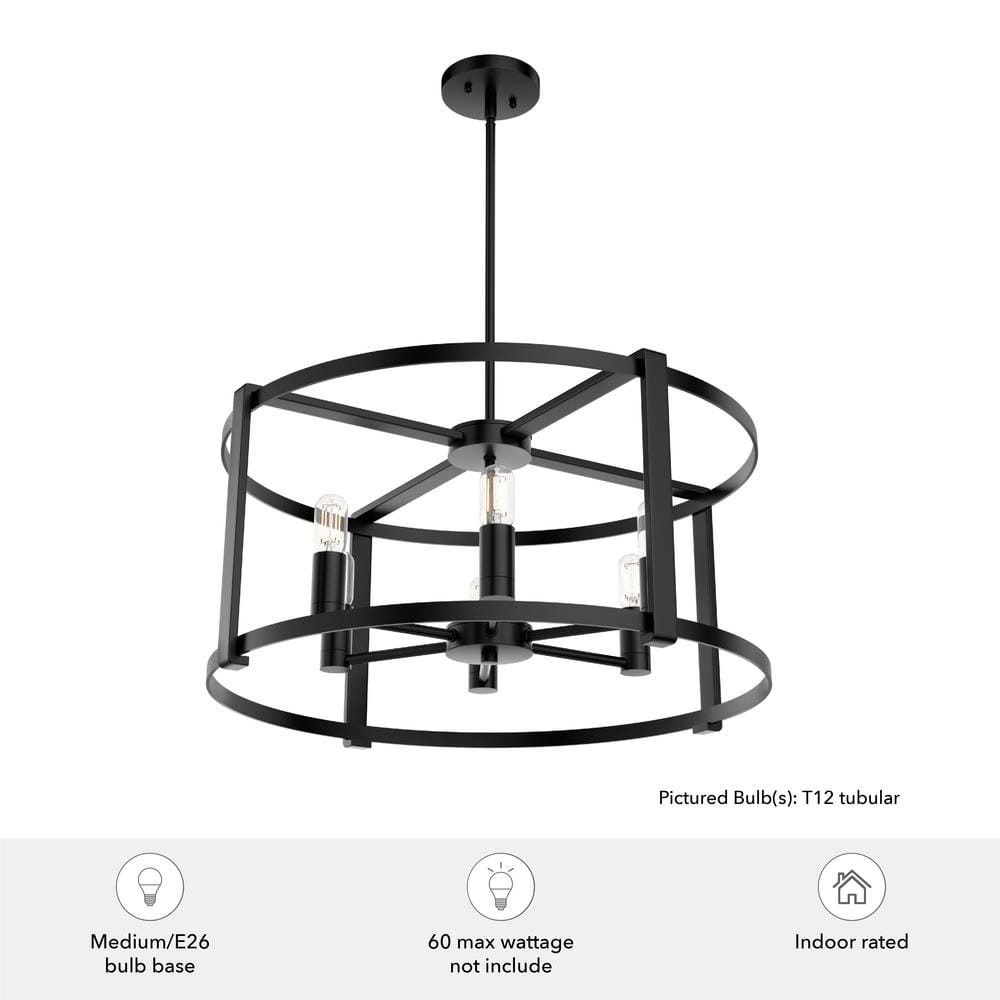 Astwood 26" Matte Black Art Deco Drum Chandelier
