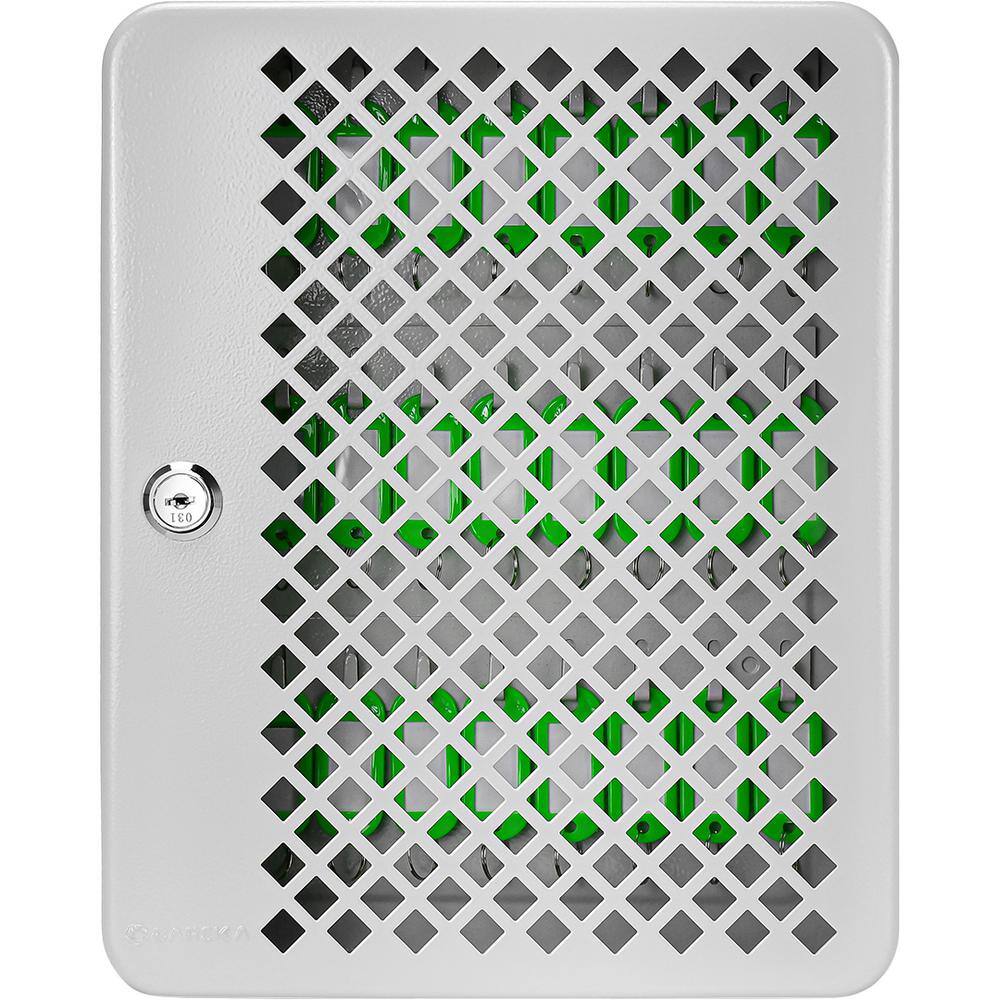 Gray Steel 27-Key Lock Box with Green Tags