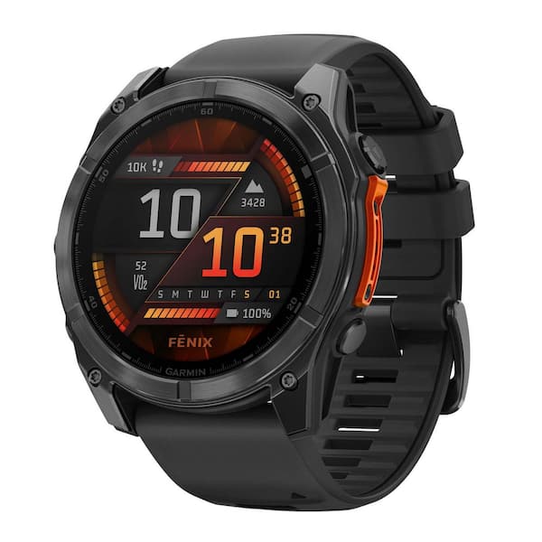 fenix 8 AMOLED Multisport 51-mm GPS Watch with Silicone Band 2 x .58 in Slate Gray and Black