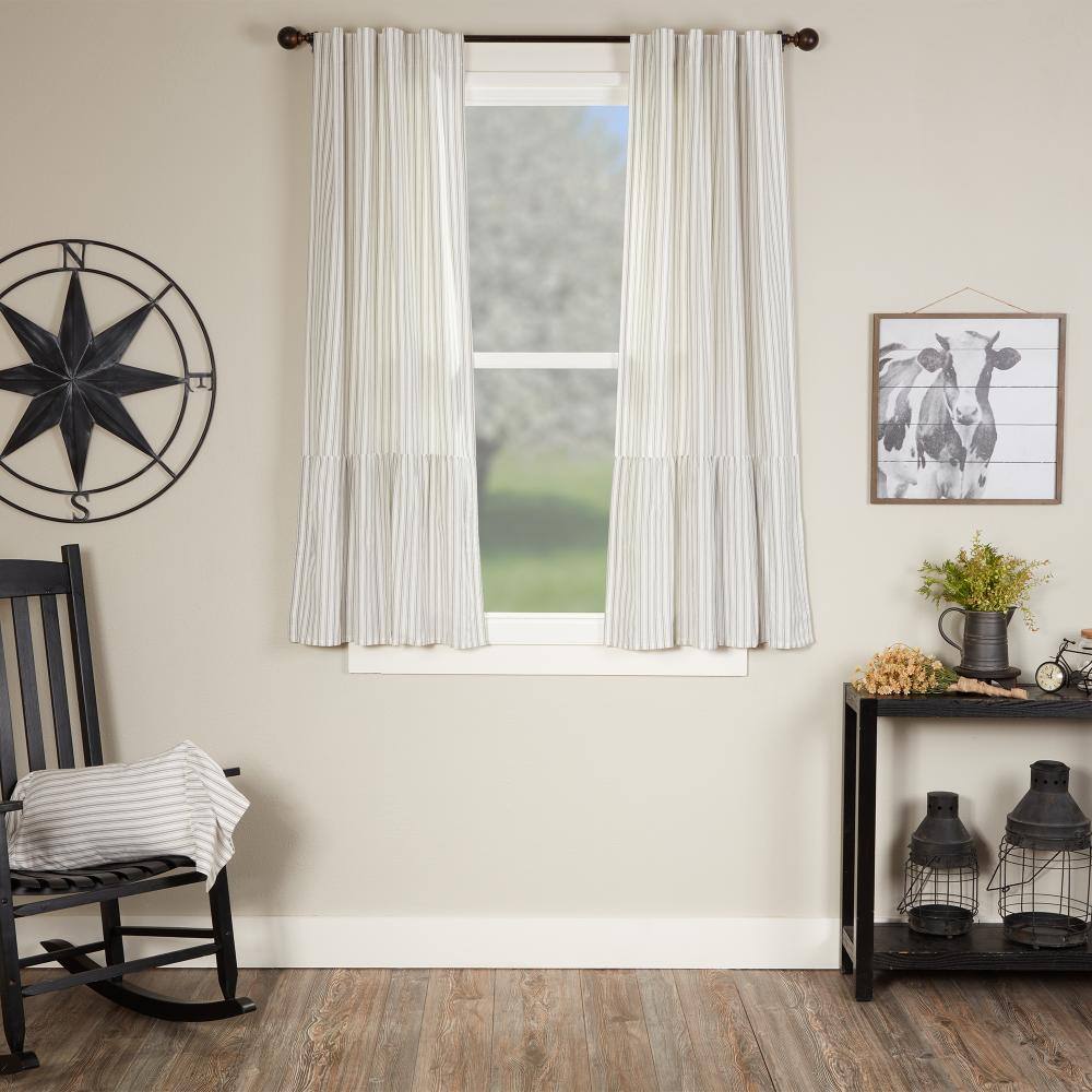 Timeless Ticking Gray Ruffled Short Panel Set of 2 63Lx36W price history on PriceWatchPro