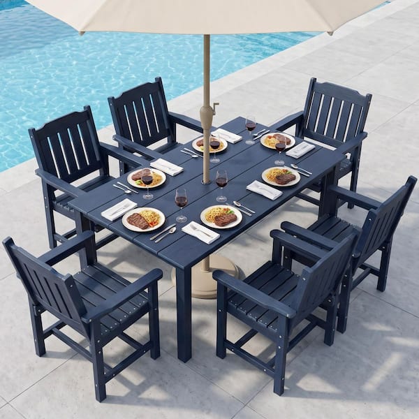 Innovaze Poly Lumber Outdoor Dining Chair Set of 2, Slat Back, All