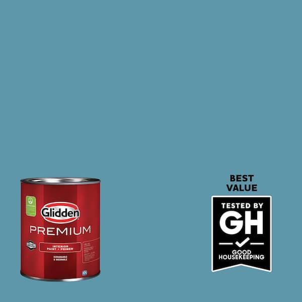 Glidden Premium 1 qt. Aqua Blue PPG1151-5 Semi-Gloss Interior Latex Paint