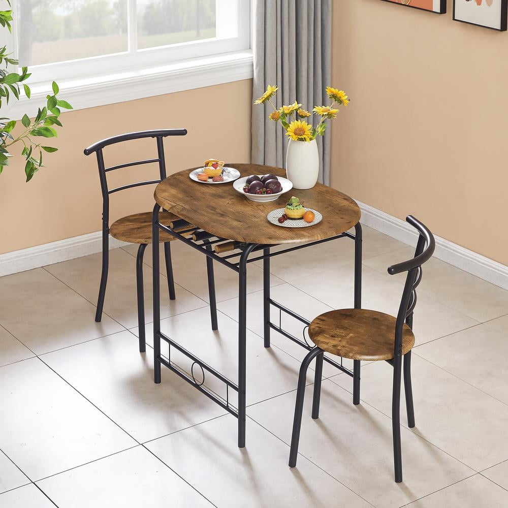 VECELO 3-Piece Dining Table Set for Compact Space with Steel Frame ...