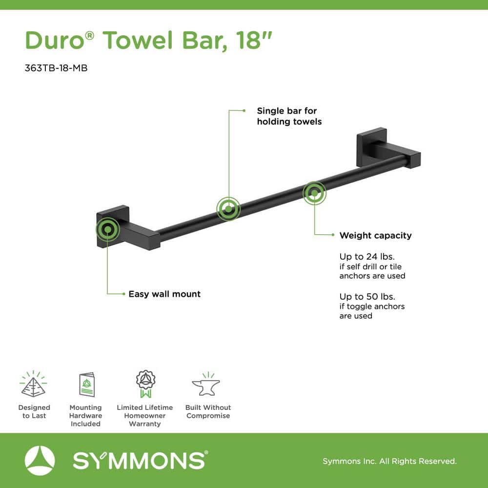 Matte Black 24" Wall-Mounted Metal Towel Bar