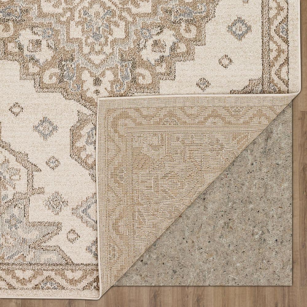 Elegant Gray 5'3" x 8' Easy-Care Synthetic Area Rug