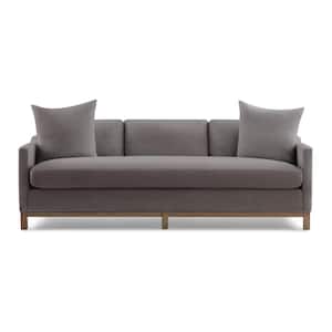 Delano 91.5 in. W Square Arm Linen Blend Straight Performance Fabric Sofa in Gray Charcoal