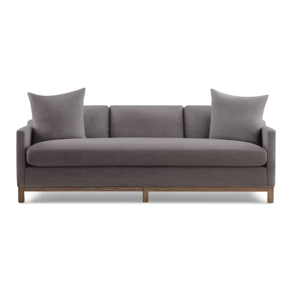 New Heights Delano 91.5 in. W Square Arm Linen Blend Straight Performance Fabric Sofa in Gray Charcoal