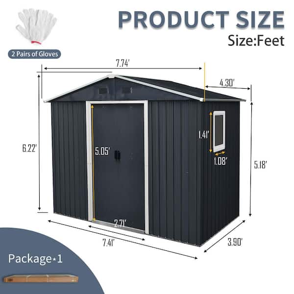 Zeus & Ruta 8 ft. W x 4 ft. D Outdoor Metal Storage Shed with