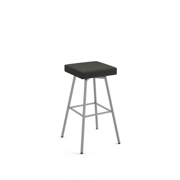 Amisco Robin 26" Charcoal Grey Polyester / Shiny Grey Metal Swivel Counter Stool