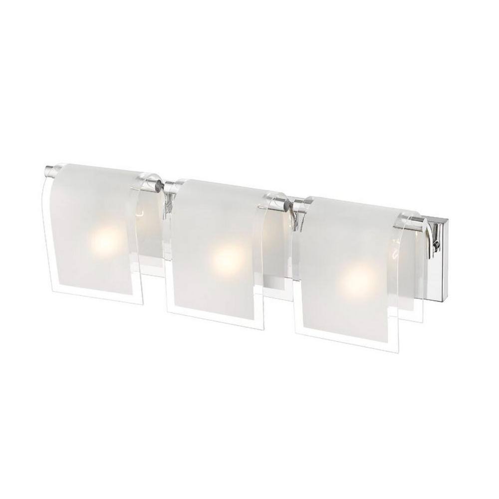 Zephyr Chrome 3-Light Vanity with Frosted Glass Shades