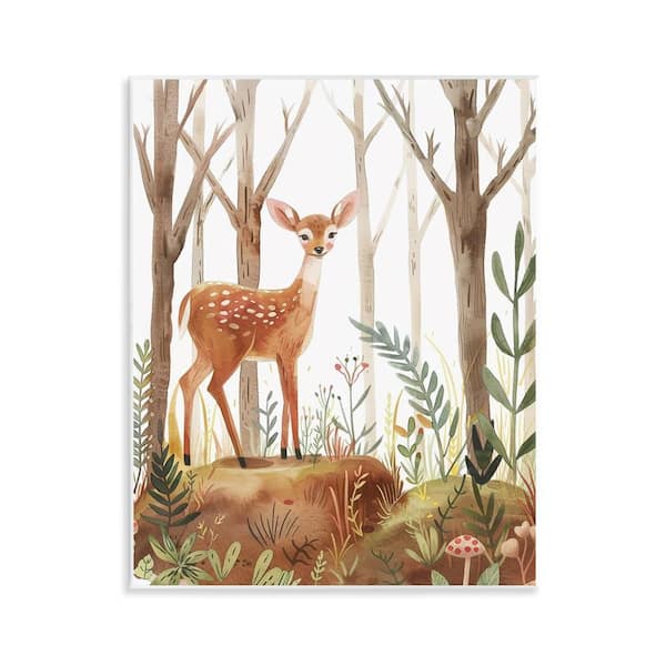 Stupell Industries Soft Woodland Deer by LSR Design Studio Unframed Nature Graphic Art Print 14 in. x 11 in.