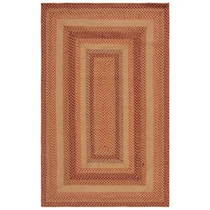 Braided Yellow Red 3 ft. x 5 ft. Striped Border Area Rug