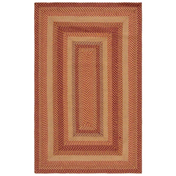 SAFAVIEH Braided Yellow Red Doormat 3 ft. x 5 ft. Striped Border Area Rug