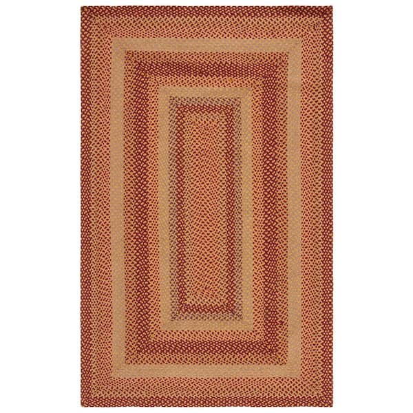 SAFAVIEH Braided Yellow Red 5 ft. x 8 ft. Striped Border Area Rug