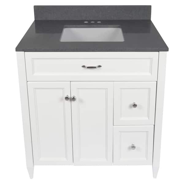 Ella Vail 37 in. W x 22 in. D x 36 in. H Bath Vanity in White with Quartz Stone Galaxy Gray Top with White Basin