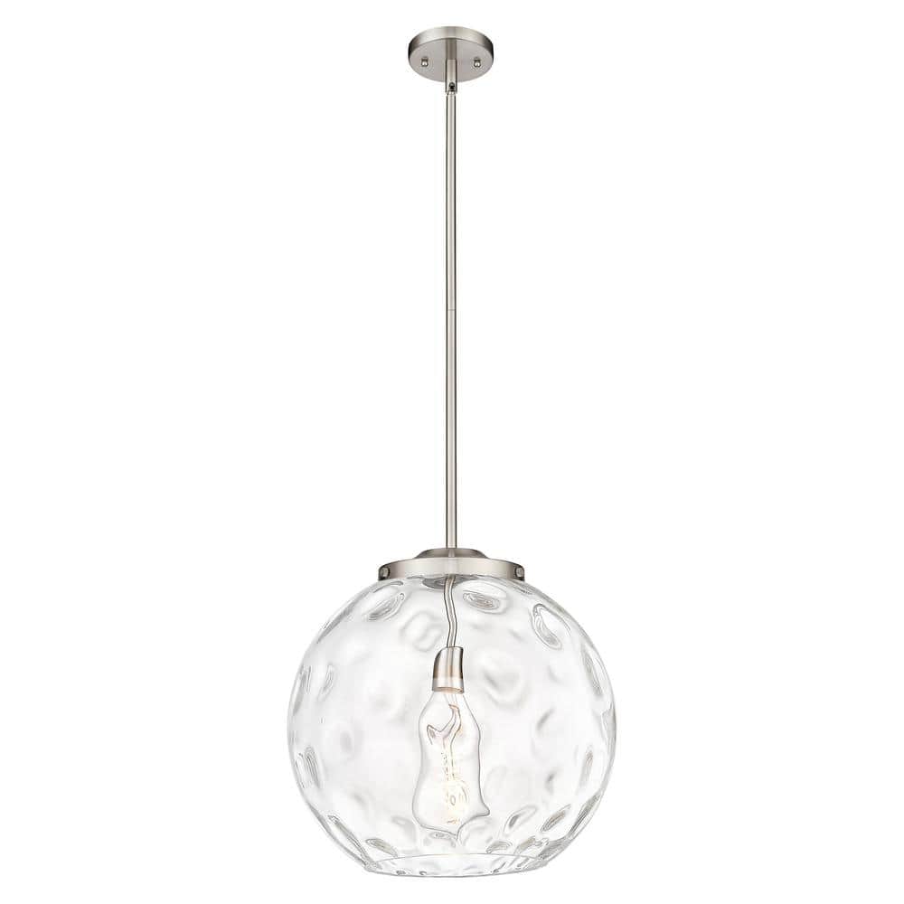 Athens Water Glass 60-Watt 1-Light Brushed Satin Nickel Shaded Mini Pendant Light with Clear Water Glass price history on PriceWatchPro