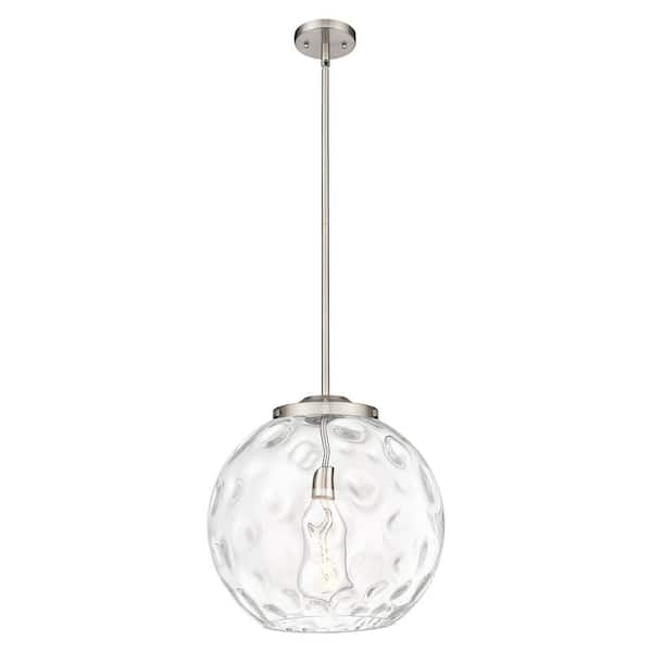 Athens Water Glass 60-Watt 1-Light Brushed Satin Nickel Shaded Mini Pendant Light with Clear Water Glass