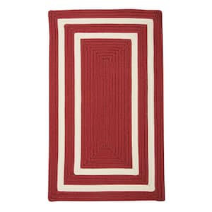 Griffin Border Red/White 2 ft. x 3 ft. Braided Indoor/Outdoor Patio Area Rug