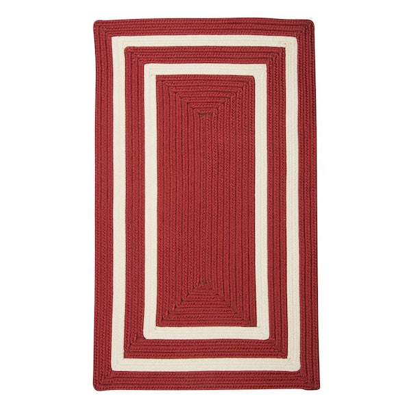 Home Decorators Collection Griffin Border Red/White 4 ft. x 6 ft. Braided Indoor/Outdoor Patio Area Rug